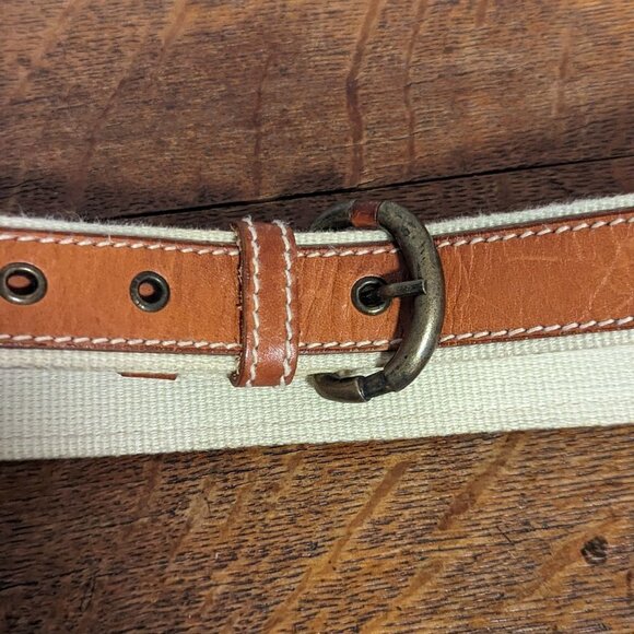 Vintage Leather Canvas Belt 80’s Preppy‎ Classic Stacked main image 6